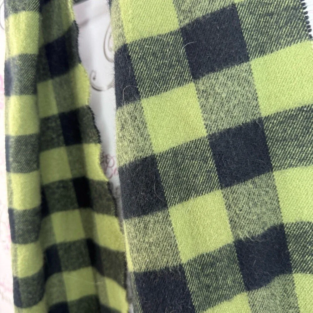 Scarf scarve plaid checker checkered print Green and Black Plaid Scarf